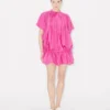 Übergroßes Plisseekleid aus Seidenfloss