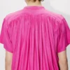 Übergroßes Plisseekleid aus Seidenfloss