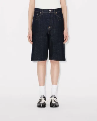 Bermudashorts im Boyfriend-Stil mit niedriger Taille aus japanischem Denim
