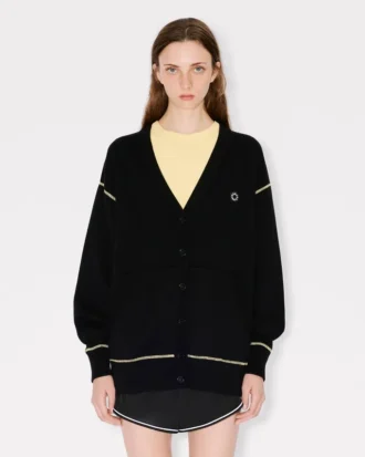 Bestickte Strickjacke „Boke Flower 2.0“ aus Woll-Baumwollmischung
