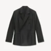 Blazer mit spitzem Revers aus Schurwolle und Seide
