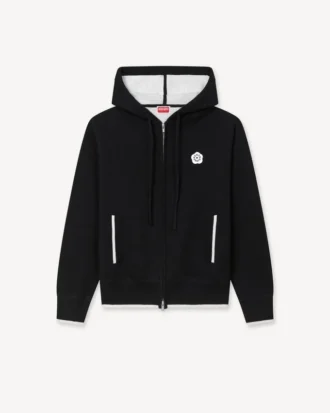 „Boke Flower 2.0“ bestickter Kapuzenpullover mit Reißverschluss aus Baumwolle und Wolle