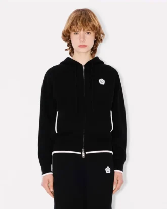 „Boke Flower 2.0“ bestickter Kapuzenpullover mit Reißverschluss aus Baumwolle und Wolle