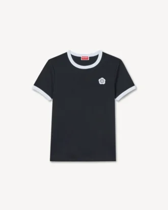„Boke Flower 2.0“ besticktes T-Shirt aus Rippstrick