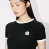 „Boke Flower 2.0“ besticktes T-Shirt aus Rippstrick