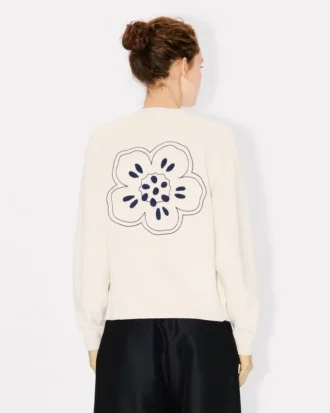 „Boke Flower“ bestickte Strickjacke aus Wolle