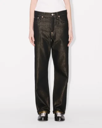Boyfriend-Jeans mit niedriger Taille aus japanischem Lurex-Denim