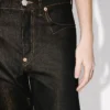 Boyfriend-Jeans mit niedriger Taille aus japanischem Lurex-Denim