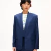 Einreihige, maßgeschneiderte Kimono-Jacke aus Schurwolle