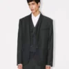 Einreihiger, taillierter Kimono-Blazer aus Schurwolle