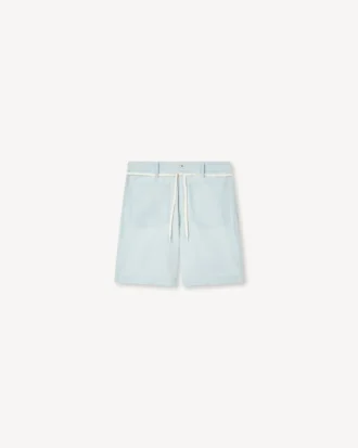 Gerade geschnittene Shorts aus Chambray in Stone Bleach