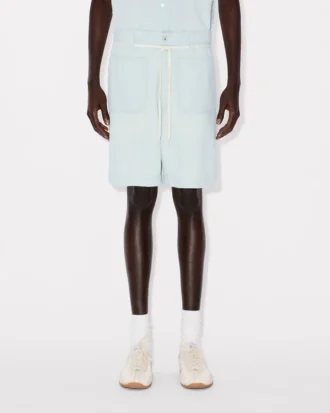 Gerade geschnittene Shorts aus Chambray in Stone Bleach