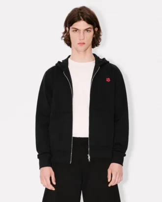 Hoodie mit Reißverschluss und „Boke Flower“-Stickerei aus Baumwolle