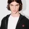 Hoodie mit Reißverschluss und „Boke Flower“-Stickerei aus Baumwolle