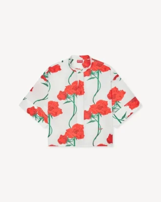 Kenzo Archive Rose‘ Kurzarmhemd aus Baumwollpopeline