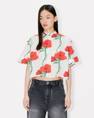Kenzo Archive Rose‘ Kurzarmhemd aus Baumwollpopeline