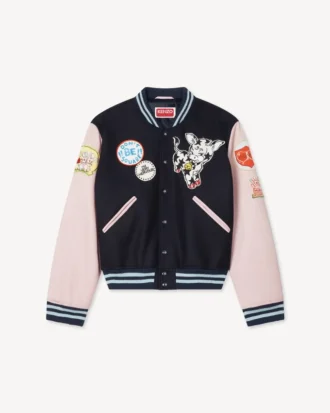 Kenzo Badges‘ bestickte College-Jacke aus Wolle
