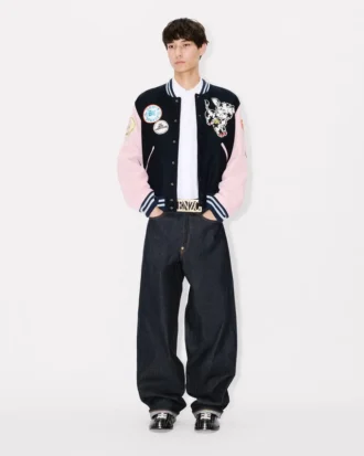 Kenzo Badges‘ bestickte College-Jacke aus Wolle