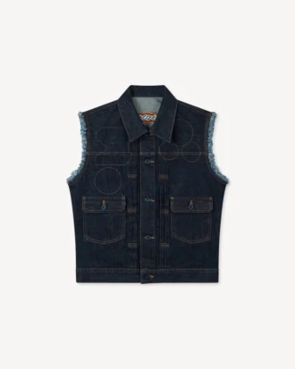 Kenzo Badges‘ Cut-off-Trucker-Jacke aus japanischem Denim