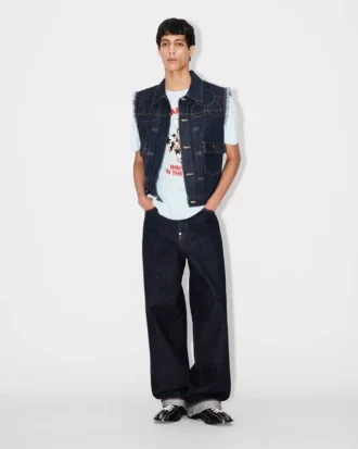Kenzo Badges‘ Cut-off-Trucker-Jacke aus japanischem Denim