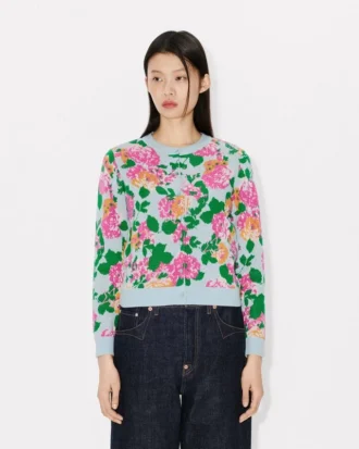 Kenzo Cardigan mit Blumenverzierung aus Baumwollmischung
