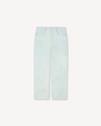„Kenzo Cartoon“ bestickte Cargo-Jeans im Monkey-Fit aus stone-bleached Chambray