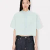 „Kenzo Cartoon“ besticktes Kurzarmhemd aus Stone Bleach Chambray
