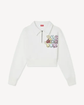 „Kenzo Cartoon“ besticktes, kurzes Polo-Sweatshirt aus Baumwolle