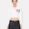 „Kenzo Cartoon“ besticktes, kurzes Polo-Sweatshirt aus Baumwolle