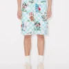 „Kenzo Cartoon“ Elastische Shorts aus Baumwoll-Seersucker