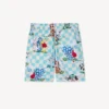„Kenzo Cartoon“ Elastische Shorts aus Baumwoll-Seersucker