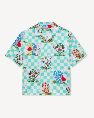 „Kenzo Cartoon“ Hawaiihemd mit kurzen Ärmeln aus Baumwoll-Seersucker