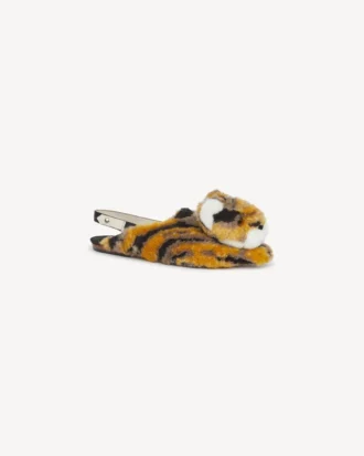 „Kenzo-Kali“ Tiger-Pantoletten aus Kunstfell