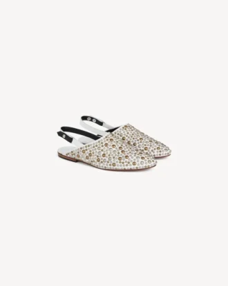 „Kenzo“-Pantoletten aus Leder mit Nieten