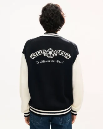 „Kenzo Paris Emblem“ Varsity-Strickjacke aus Baumwollmischung