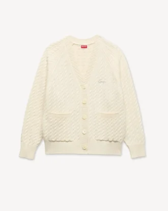 „Kenzo Signature“ bestickte, locker sitzende Strickjacke aus Baumwollwolle
