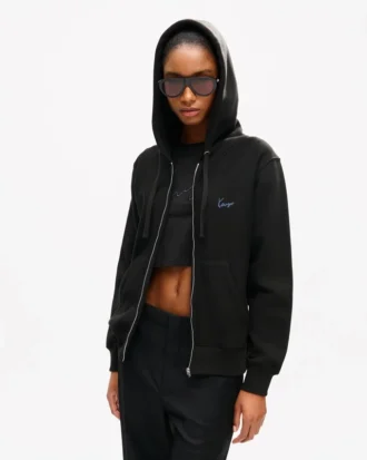 Kenzo Signature‘ bestickter Kapuzenpullover mit Reißverschluss aus Baumwolle