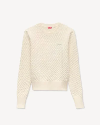 „Kenzo Signature“ – bestickter, locker gestrickter Pullover aus Baumwollwolle