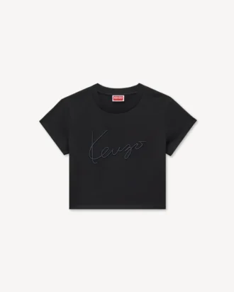 „Kenzo Signature“ besticktes, kurzes T-Shirt aus Baumwolle