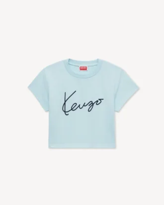 „Kenzo Signature“ besticktes, kurzes T-Shirt aus Baumwolle