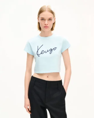 „Kenzo Signature“ besticktes, kurzes T-Shirt aus Baumwolle