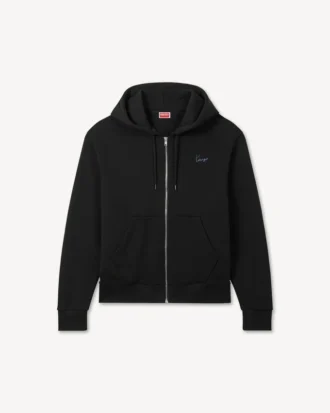 „Kenzo Signature“ gestickter Kapuzenpullover mit Reißverschluss aus Baumwolle