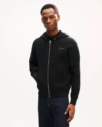 „Kenzo Signature“ gestickter Kapuzenpullover mit Reißverschluss aus Baumwolle