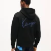 „Kenzo Signature“ gestickter Kapuzenpullover mit Reißverschluss aus Baumwolle