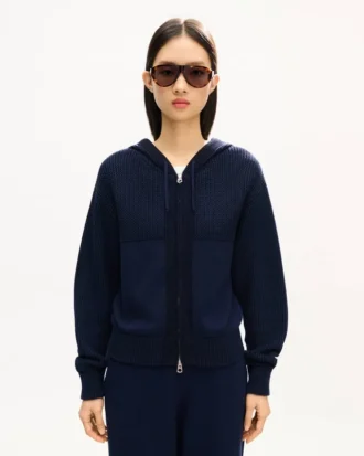 „Kenzo Signature“ Strick-Hoodie mit Reißverschluss aus Baumwollmischgewebe