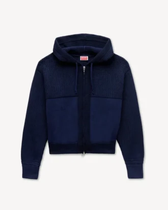 „Kenzo Signature“ Strick-Hoodie mit Reißverschluss aus Baumwollmischgewebe