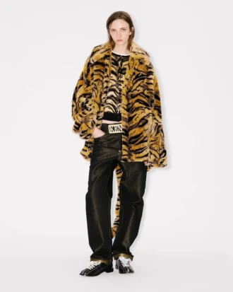 „Kenzo Tiger“ Oversize-Mantel aus Kunstfell