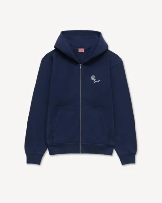 „Kenzo Tulip“ bestickter Kapuzenpullover mit Reißverschluss aus Baumwolle