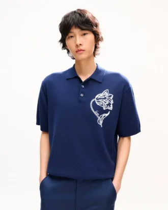 Kenzo Tulip‘ besticktes Polohemd aus Wolle und Baumwolle