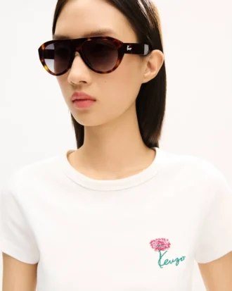 Kenzo Tulip‘ besticktes T-Shirt aus Baumwolle
